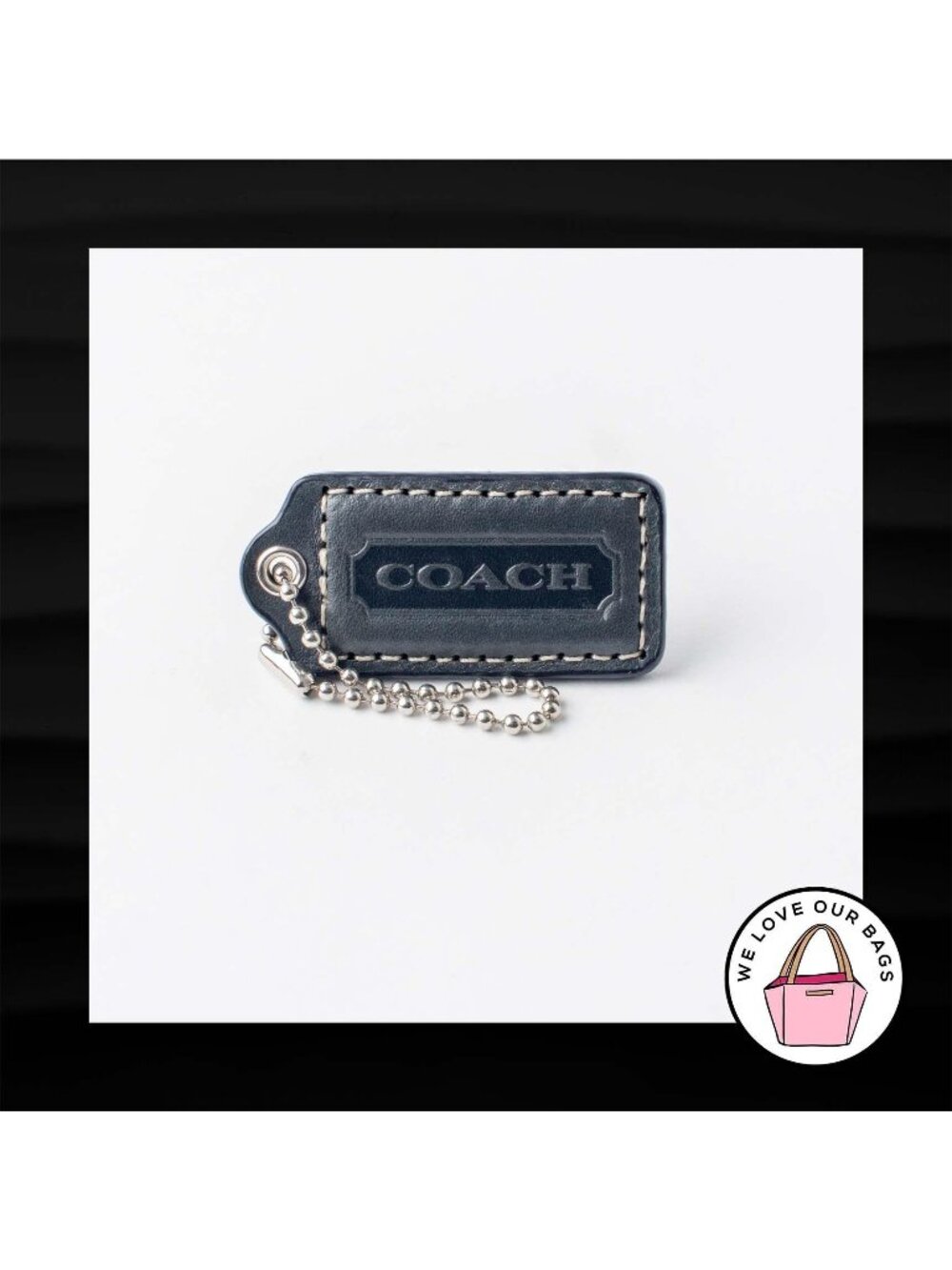 2" Medium COACH GREY GRAY LEATHER KEY FOB